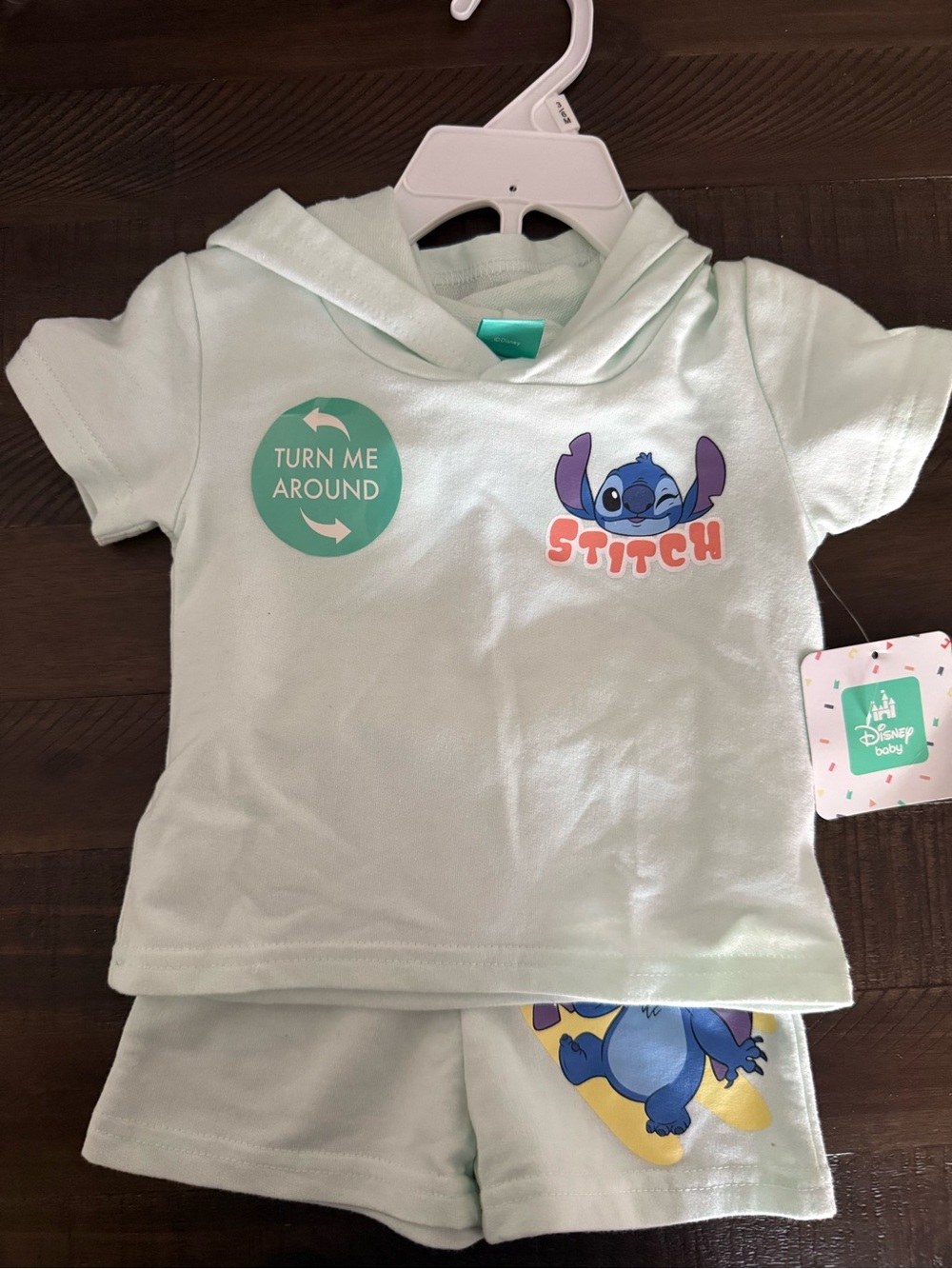 Disney Light Green Stitch Hooded 2 piece Set